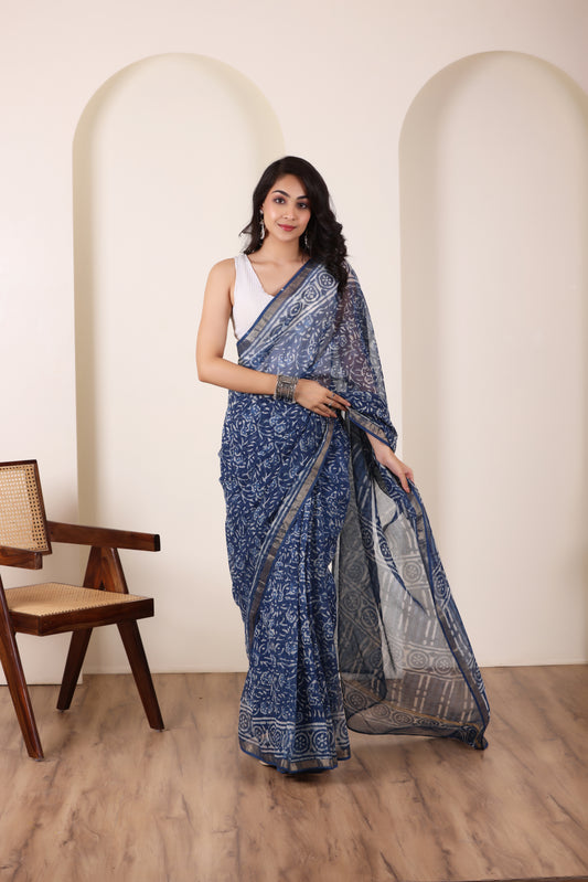 KOTA BREEZE-LIGHT BLUE SAREE WITH ELEGANT BORDER DETAILING