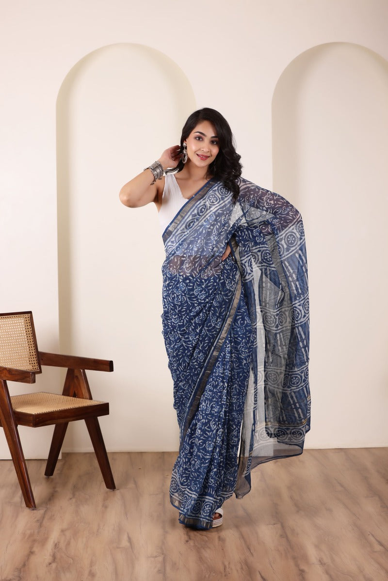 KOTA BREEZE-LIGHT BLUE SAREE WITH ELEGANT BORDER DETAILING
