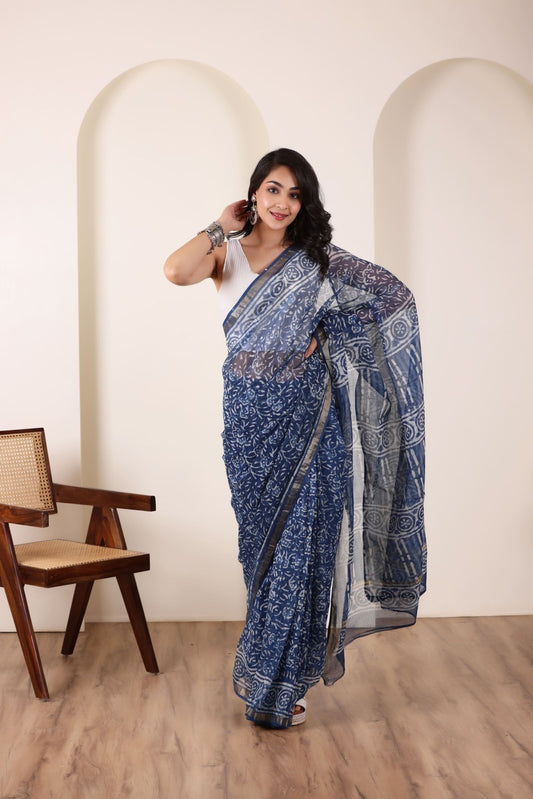 KOTA BREEZE-LIGHT BLUE SAREE WITH ELEGANT BORDER DETAILING