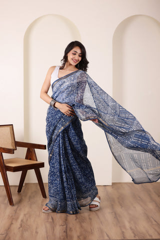 KOTA BREEZE-LIGHT BLUE SAREE WITH ELEGANT BORDER DETAILING