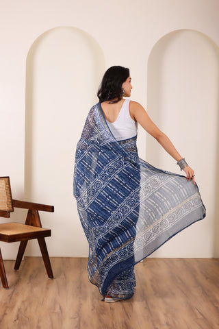 KOTA BREEZE-LIGHT BLUE SAREE WITH ELEGANT BORDER DETAILING