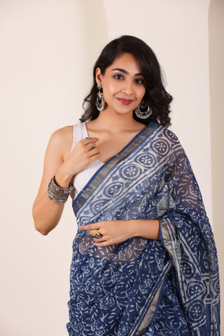 KOTA BREEZE-LIGHT BLUE SAREE WITH ELEGANT BORDER DETAILING