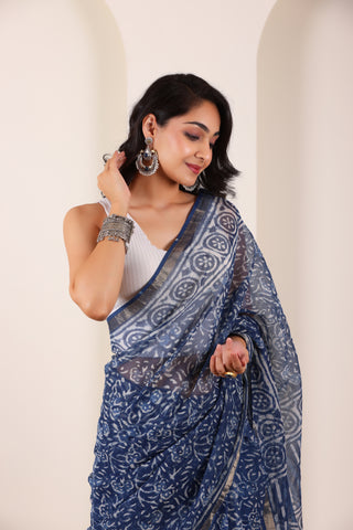 KOTA BREEZE-LIGHT BLUE SAREE WITH ELEGANT BORDER DETAILING