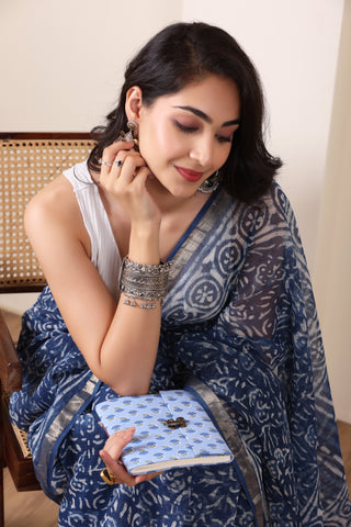 KOTA BREEZE-LIGHT BLUE SAREE WITH ELEGANT BORDER DETAILING