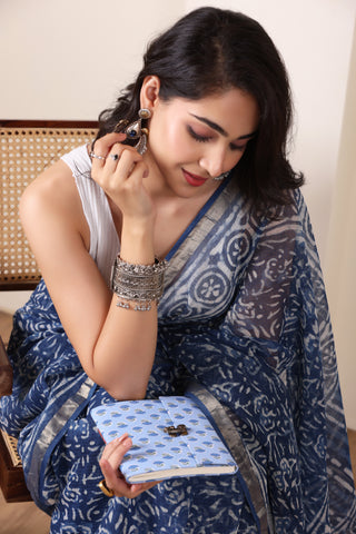 KOTA BREEZE-LIGHT BLUE SAREE WITH ELEGANT BORDER DETAILING