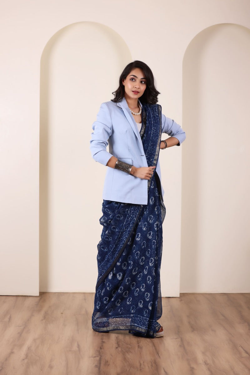 KOTA BREEZE-ROYAL BLUE LIGHTWEIGHT SAREE IN TRADITIONAL HANDLOOM WEAVE