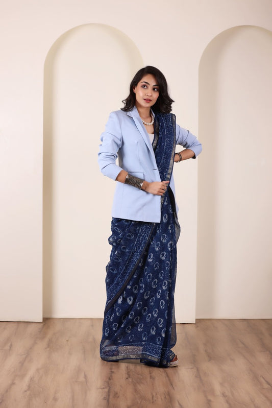 KOTA BREEZE-ROYAL BLUE LIGHTWEIGHT SAREE IN TRADITIONAL HANDLOOM WEAVE