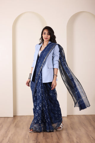 KOTA BREEZE-ROYAL BLUE LIGHTWEIGHT SAREE IN TRADITIONAL HANDLOOM WEAVE