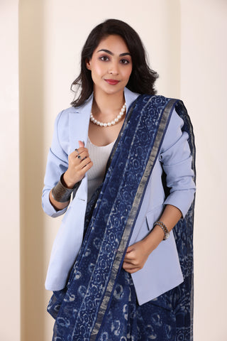 KOTA BREEZE-ROYAL BLUE LIGHTWEIGHT SAREE IN TRADITIONAL HANDLOOM WEAVE