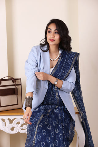 KOTA BREEZE-ROYAL BLUE LIGHTWEIGHT SAREE IN TRADITIONAL HANDLOOM WEAVE