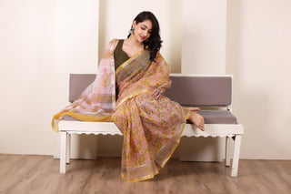 THREADS OF KOTA SOFT SANDALWOOD TONE SAREE WITH ZARI EDGE DETAILING