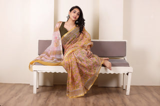 THREADS OF KOTA SOFT SANDALWOOD TONE SAREE WITH ZARI EDGE DETAILING