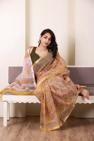 THREADS OF KOTA SOFT SANDALWOOD TONE SAREE WITH ZARI EDGE DETAILING