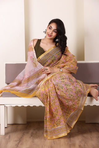 THREADS OF KOTA SOFT SANDALWOOD TONE SAREE WITH ZARI EDGE DETAILING