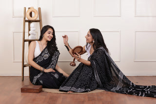 BLACK ELEGANCE ULTRA SOFT MUL MUL COTTON SAREE FOR EVERYDAY WEAR