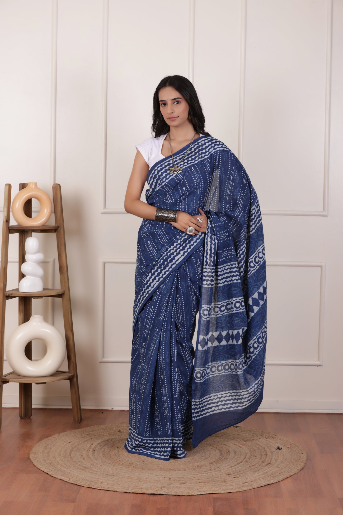 ULTRA SOFT MUL MUL COTTON SAREE IN DUSTY INDIGO