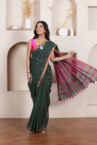 CLASSIC GREEN SERENITY LINEN BUTTA CHECKS ENSEMBLE