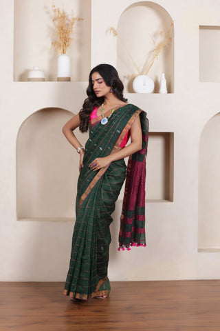 CLASSIC GREEN SERENITY LINEN BUTTA CHECKS ENSEMBLE