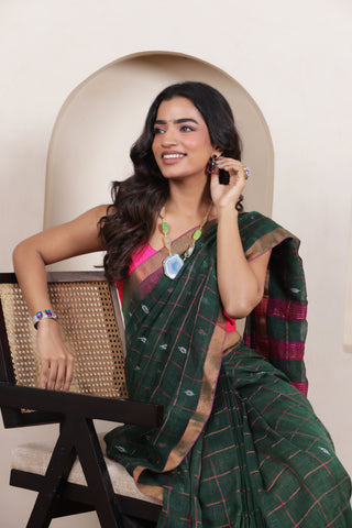 CLASSIC GREEN SERENITY LINEN BUTTA CHECKS ENSEMBLE