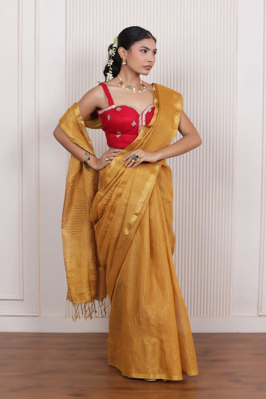 LUXE GOLDEN LINEN TISSUE DRAPE WITH SUBTLE METALLIC FINISH AND CLASSIC CHARM