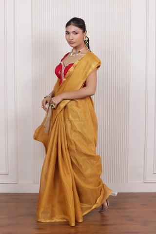 LUXE GOLDEN LINEN TISSUE DRAPE WITH SUBTLE METALLIC FINISH AND CLASSIC CHARM