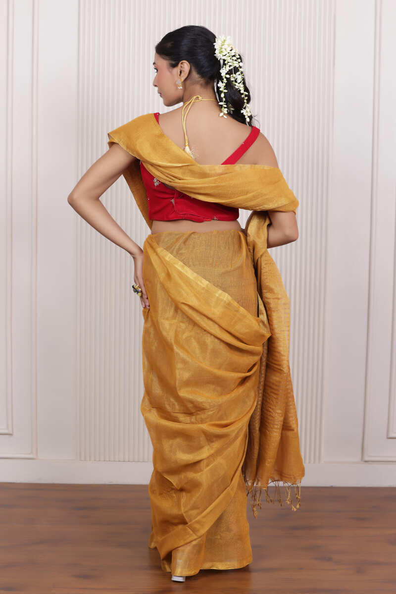 LUXE GOLDEN LINEN TISSUE DRAPE WITH SUBTLE METALLIC FINISH AND CLASSIC CHARM