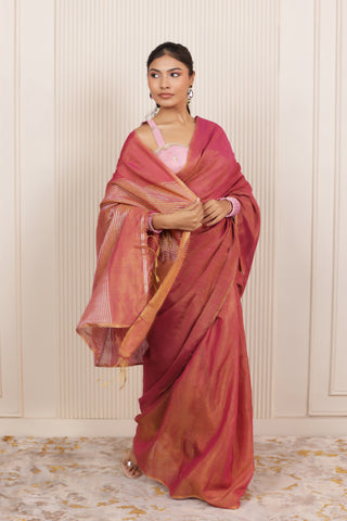 LUXE ROSE LINEN TISSUE DRAPE WITH WOVEN ELEGANCE AND GRACEFUL TEXTURE