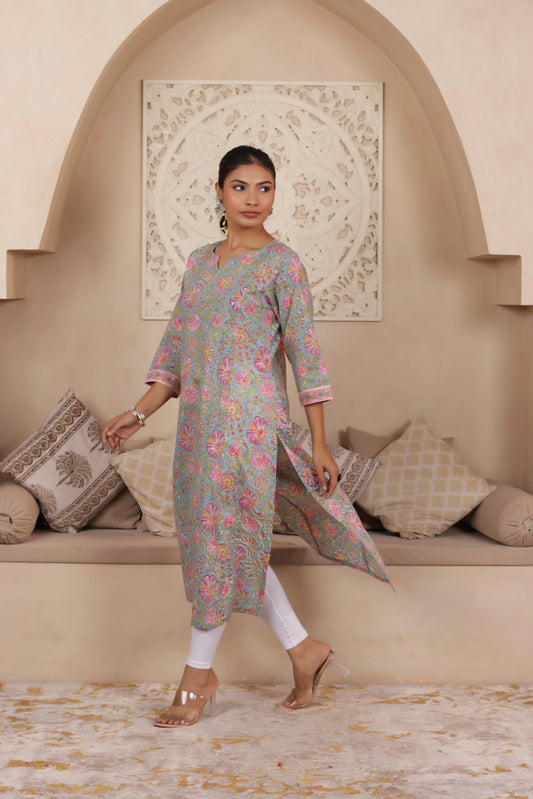 ELEGANT GREEN COLOUR PURE COTTON EVERYDAY KURTI
