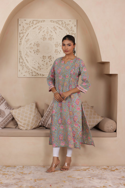 ELEGANT GREEN COLOUR PURE COTTON EVERYDAY KURTI