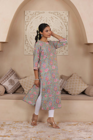 ELEGANT GREEN COLOUR PURE COTTON EVERYDAY KURTI