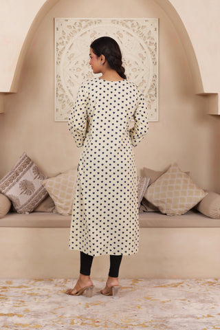 ELEGANT SANDAL COLOUR PURE AJRAK COTTON EVERYDAY KURTI