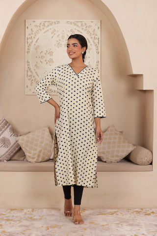 ELEGANT SANDAL COLOUR PURE AJRAK COTTON EVERYDAY KURTI