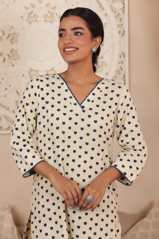 ELEGANT SANDAL COLOUR PURE AJRAK COTTON EVERYDAY KURTI