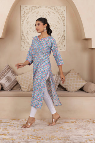 ELEGANT SKYBLUE COLOUR PURE COTTON EVERYDAY KURTI