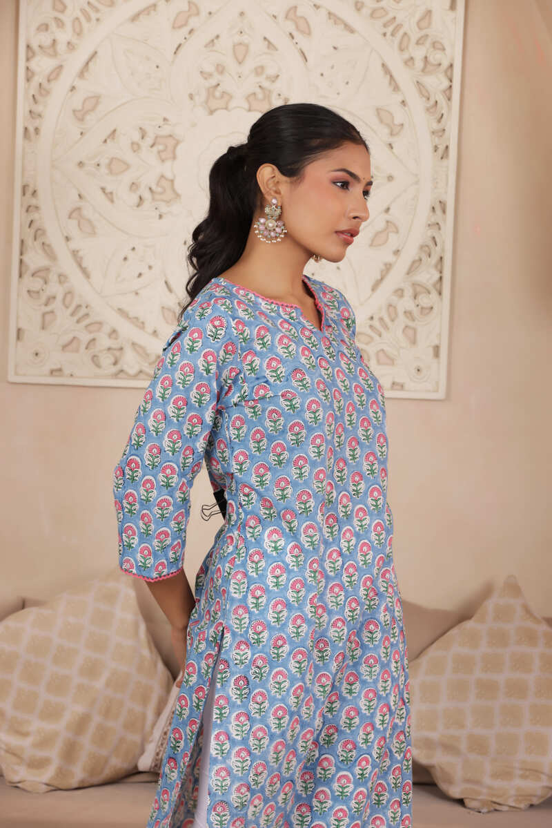 ELEGANT SKYBLUE COLOUR PURE COTTON EVERYDAY KURTI