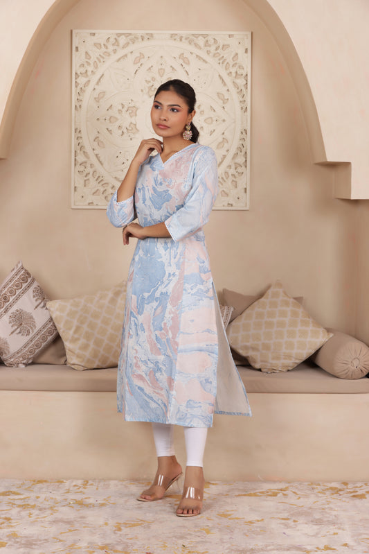 ELEGANT PASTEL BLUE COLOUR PURE COTTON EVERYDAY KURTI